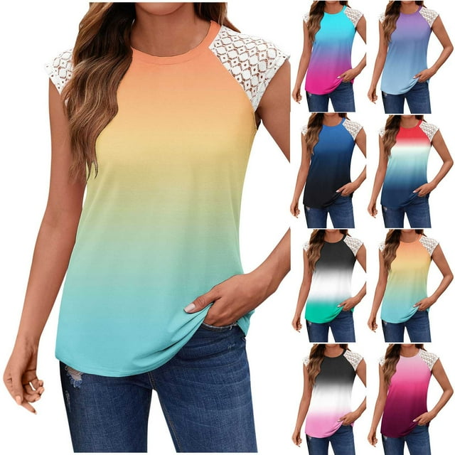 JDQJBZ Camisole Sans Manches pour Femmes en Tricot, Col Rond, Dentelle, Couleur