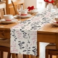 thumbnail image 5 of Grey Pink Botanical Table Runner - 60 Inch Long Rustic Country Spring Floral Summer Leaf Cotton and Linen Blended Dress Scarves Farmhouse Table Runner for Kitchen Dining, Coffee Table, 13" x 60", 5 of 8