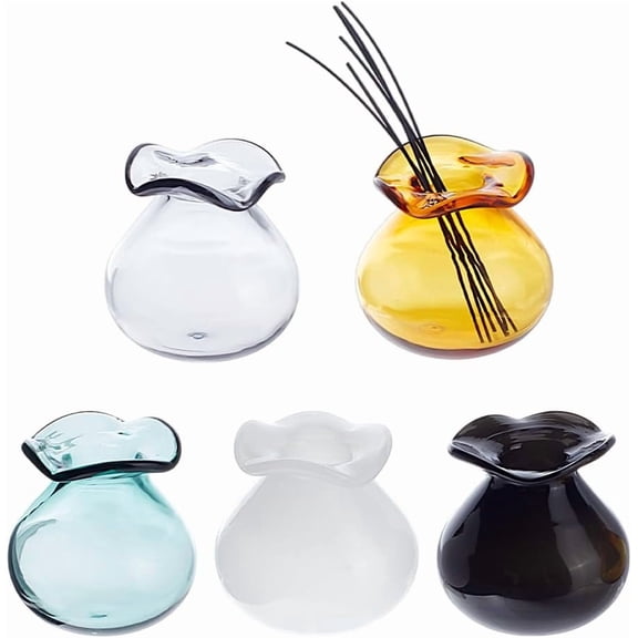 5Pcs Mini Flower Vase 0.8" Miniature Glass Bud Vases Cat Whisker Vase for Micro Landscape Accessories Decorations Flowers Bud Succulent Holder Tiny Vase DIY Ornament Table Festival Decor