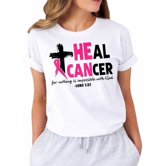Heal Cancer Believe God Christian Breast Cancer Awareness T-Shirt