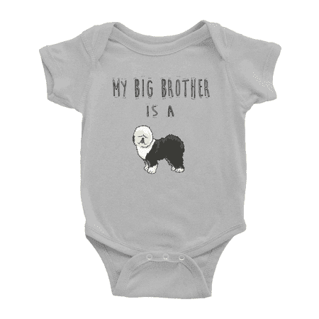 

My Big Brother Is A Old English Sheepdog Dog Funny Baby Bodysuit Boy Girl Unisex