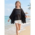 thumbnail image 5 of Landzoo Girls T Shirt Solid Color Loose Batwing Long Sleeve Boat Neck Shirt Summer Open Crochet Knit Cozy Soft Toddler Kids Girls Tees Size 9-10 Years Black, 5 of 8