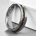 thumbnail image 5 of 6mm Hammered Tungsten Ring for Men Created Fire Opal Inlay Wedding Band Brushed Finish, 5 of 6