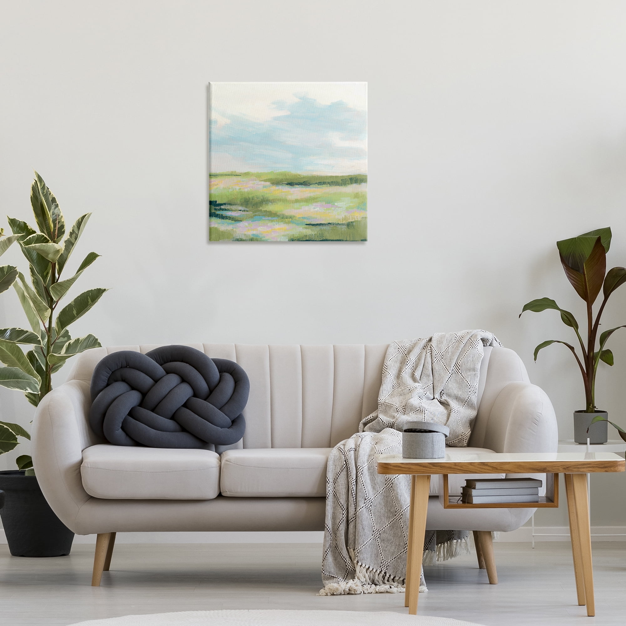 Stupell Industries Brushed Meadow & Sky Landscape & Nature Painting Wrapped Canvas Art Print Wall Art, 24 x 24