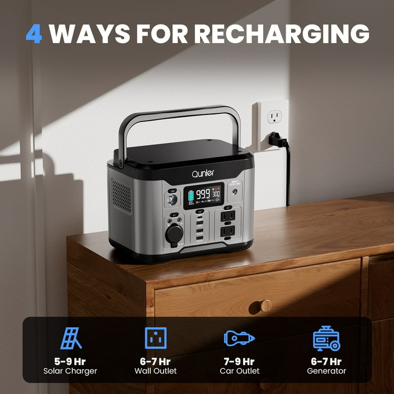 Qunler Portable Power Station 300W, 296Wh 80000mAh Lithium Battery Power  Solar Generator with 60W USB-C PD Output, 120V AC Outlet for Outdoors  Camping ...
