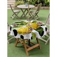 thumbnail image 4 of Outdoor Tablecloth with Umbrella Hole for Patio/Picnic/Party/Camping, Yellow Lemon Waterproof Table Cloth Round Cover Washable, Summer Oil Painting Fruits Black Polka Dot (Dia 60"), 4 of 9