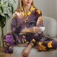 thumbnail image 6 of Picia Sunshine Cute Cat Sunflower Pattern Women’s Long-Sleeve Sleepwear Set - Soft 2-Piece Loungewear with Pockets, Comfy PJs for Relaxing Nights-Large, 6 of 7