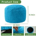 thumbnail image 2 of Round Stuffed Pouf Ottoman, Long Faux Fur Poufs with Foam Chunk Filling, Fluffy and Furry Pouf Foot Stool Storage Ottoman, 20 X 15 Floor Poufs Foot Rest for Living Room, Blue, 2 of 11