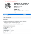 thumbnail image 2 of Rear Brake Pad Set - Compatible with 2006 - 2013 IS250 2.5L V6 2007 2008 2009 2010 2011 2012, 2 of 2