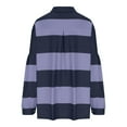thumbnail image 4 of EINCcm Women’s Oversized Striped Polo Sweatshirt Long Sleeve V Neck Lapel Collared Polo Shirts 2024 Fall Pullover Tops, 4 of 5