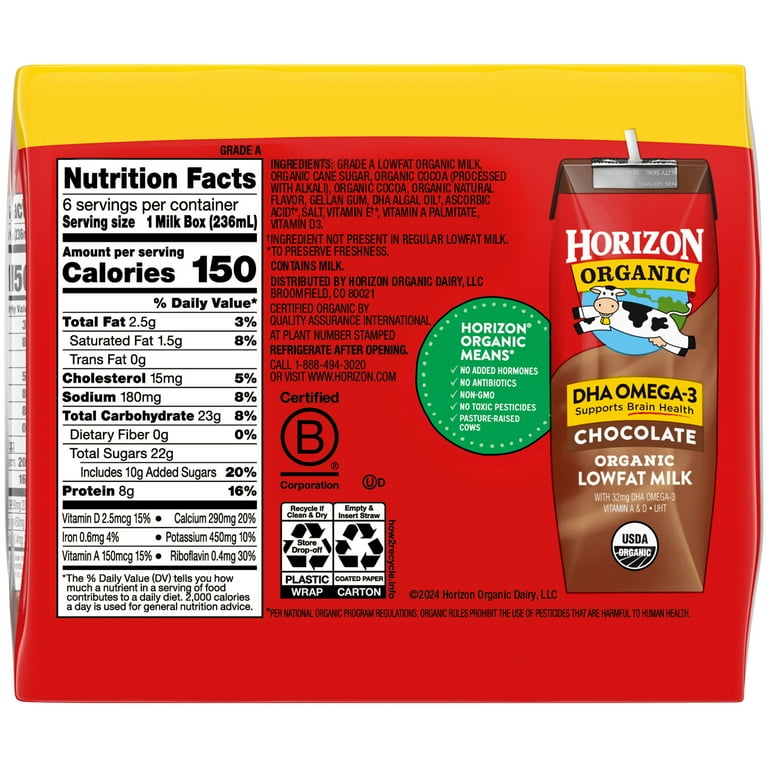 Horizon Organic Shelf Stable 1% Lowfat DHA Omega-3 Chocolate Milk