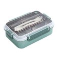 thumbnail image 1 of Recipiente Bento para el almuerzo de niños, caja Bento para adultos con 3 compartimentos, caja para empacar comidas, frutas y snacks (verde), 1 of 8