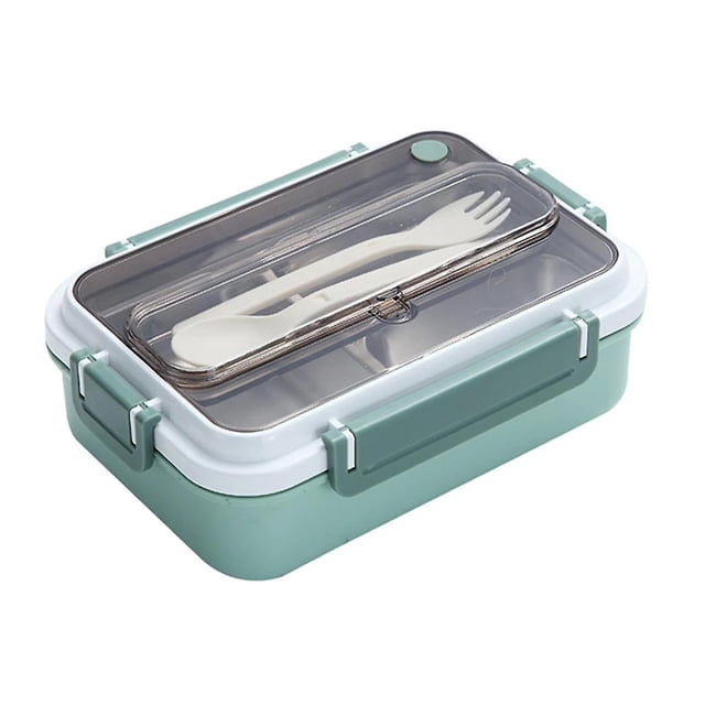 Recipiente Bento para el almuerzo de niños, caja Bento para adultos con 3 compartimentos, caja para empacar comidas, frutas y snacks (verde)