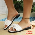 thumbnail image 6 of PiGOGI Women's Oversized Bow Slide Sandals Flat Non-Slip Comfortable Patent Leather Summer Slippers White 5.5, 6 of 9