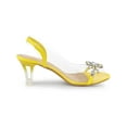 thumbnail image 3 of BLISSFUL STEP Women's Flower Rhinestone Slingback Clear Mid Heel Slip On Sandals Yellow 6.5, 3 of 7