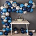 thumbnail image 1 of Conjunto de cadena de globos plateados y azules metálicos, decoración para fiesta de graduación y cumpleaños con tema para hombres, 1 of 5