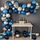 thumbnail image 1 of Conjunto de cadena de globos plateados y azules metálicos, decoración para fiesta de graduación y cumpleaños con tema para hombres, 1 of 5