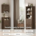 thumbnail image 4 of Farmhouse Wall Medicine Cabinets with 2 Barn Doors,Wood Bathroom Storage Cabinet with Roman Column Decor, Farmhouse Storage Cabinets with Adjustable Shelf & Door Cabinets, Rustic Brown, 4 of 7