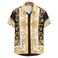thumbnail image 3 of Camisas con estampado 3D de textura de lujo para hombres, ropa de moda para vacaciones, blusas de calle para hombres, blusa de solapa de verano de manga corta, top Y2k, 3 of 5