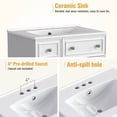 thumbnail image 5 of 24-Inch Bathroom Vanity with Ceramic Sink, Modern Freestanding Single Bathroom Cabinet with 6 Drawers & 2 Cabinets for Bathroom, Soft Closing and Solid Wood Frame, White, 5 of 7