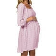 thumbnail image 3 of Long Sleeve Square Neckline Maternity Women Dots Loose Dress, 3 of 5