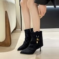 thumbnail image 2 of Black Ladies Fashion Boots With Suede And Pointed Toe For Outdoor, 2 of 8