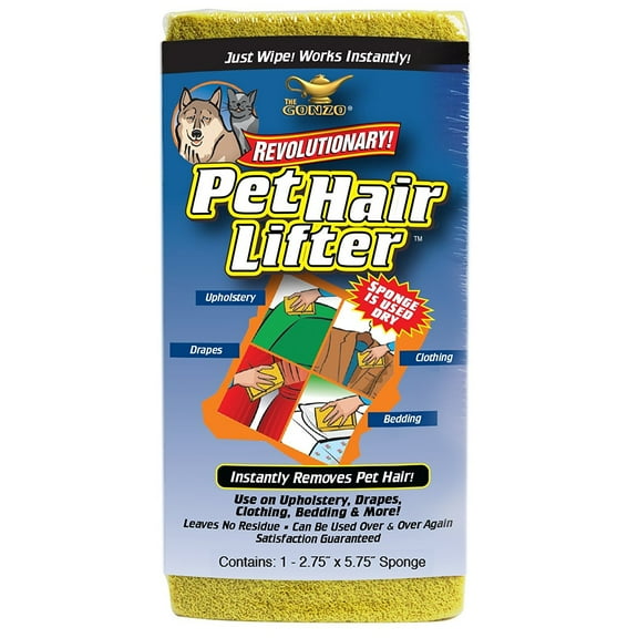 Gonzo Pet Hair Lifter - Remove Dog, Cat and Other Pet Hair from Furniture, Carpet, Bedding and Clothing - 1 Sponge