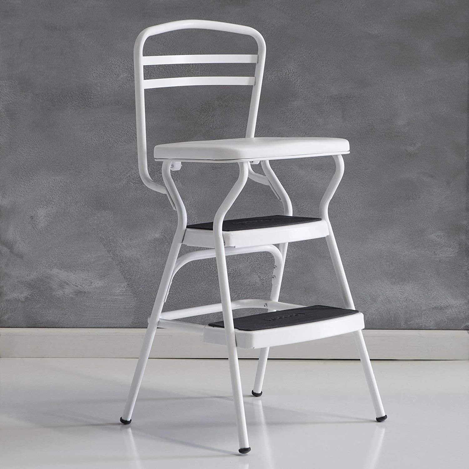 Cosco White Retro Counter Chair Step, Cosco Retro Chair And Step Stool With Lift Up Seat White