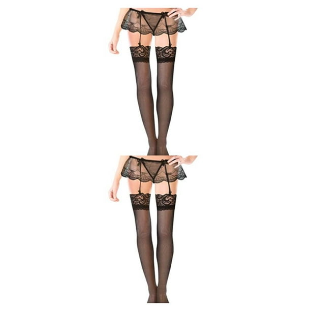 ZheElen Unleash Inner Seductress Sexy Stockings To Accentuate Lingerie  Style Easy Black+Stockings 2Set