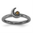 thumbnail image 2 of Auriga 925 Sterling Silver Black Rhodium Citrine Moon Ring for Women Size- 5, 2 of 6