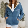 thumbnail image 4 of Fleece Lined Thick Hoodies for Women 2025 Winter Long Sleeve Zip Up Graphic Hooded Sweatshirt with Pockets Jacket Coat, 4 of 5