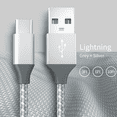 thumbnail image 3 of GJX Usb Cable,Stable Performance Micro Usb Cable,Tangle-Free Nylon Reinforced Usb Type C Cable,Silver and Grey,6Ft, 3 of 5
