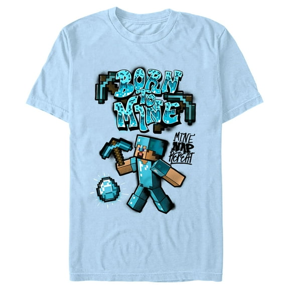 Men's Minecraft Steve Diamond Armor Born To Mine  Graphic T-Shirt