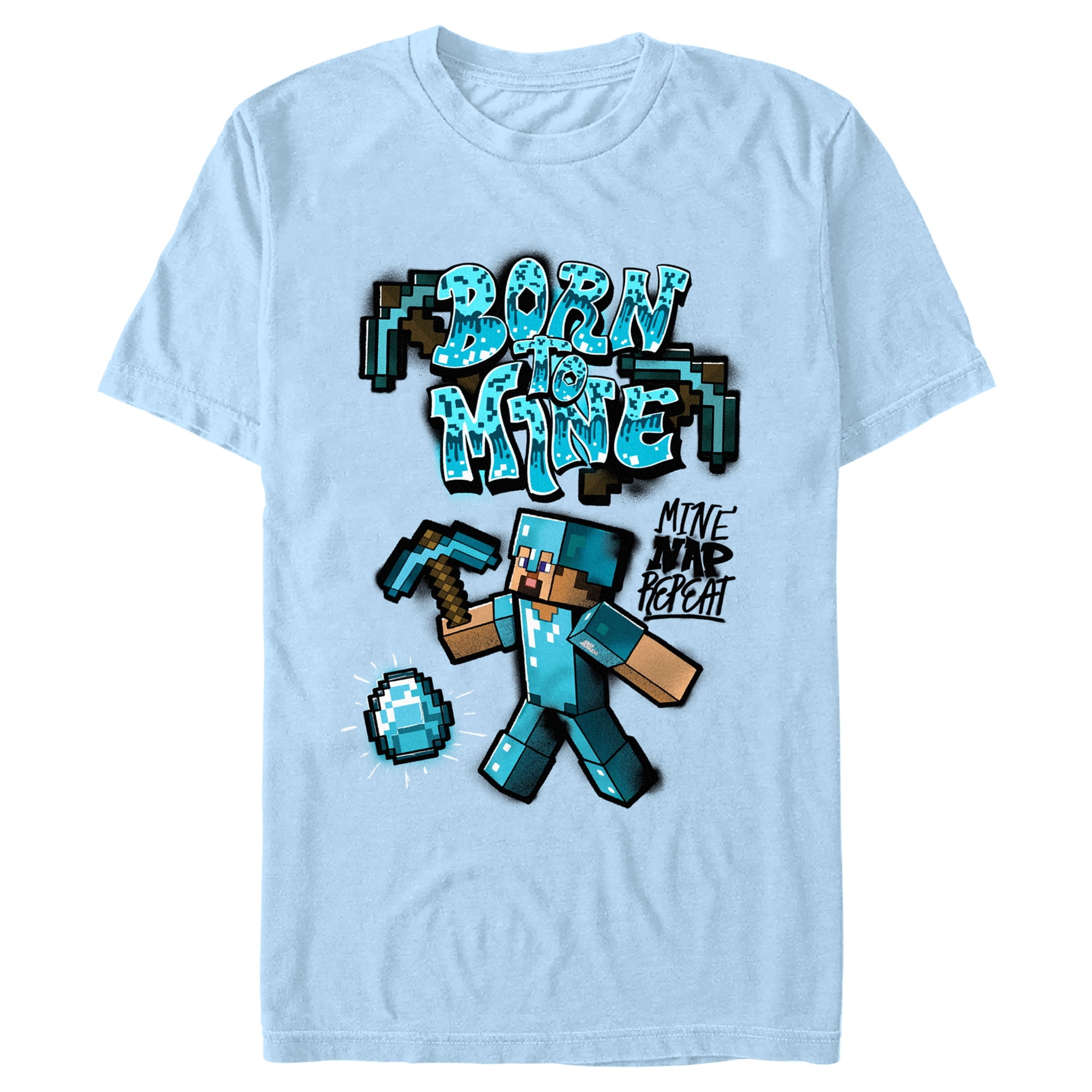 Men's Minecraft Steve Diamond Armor Born To Mine Graphic T-Shirt