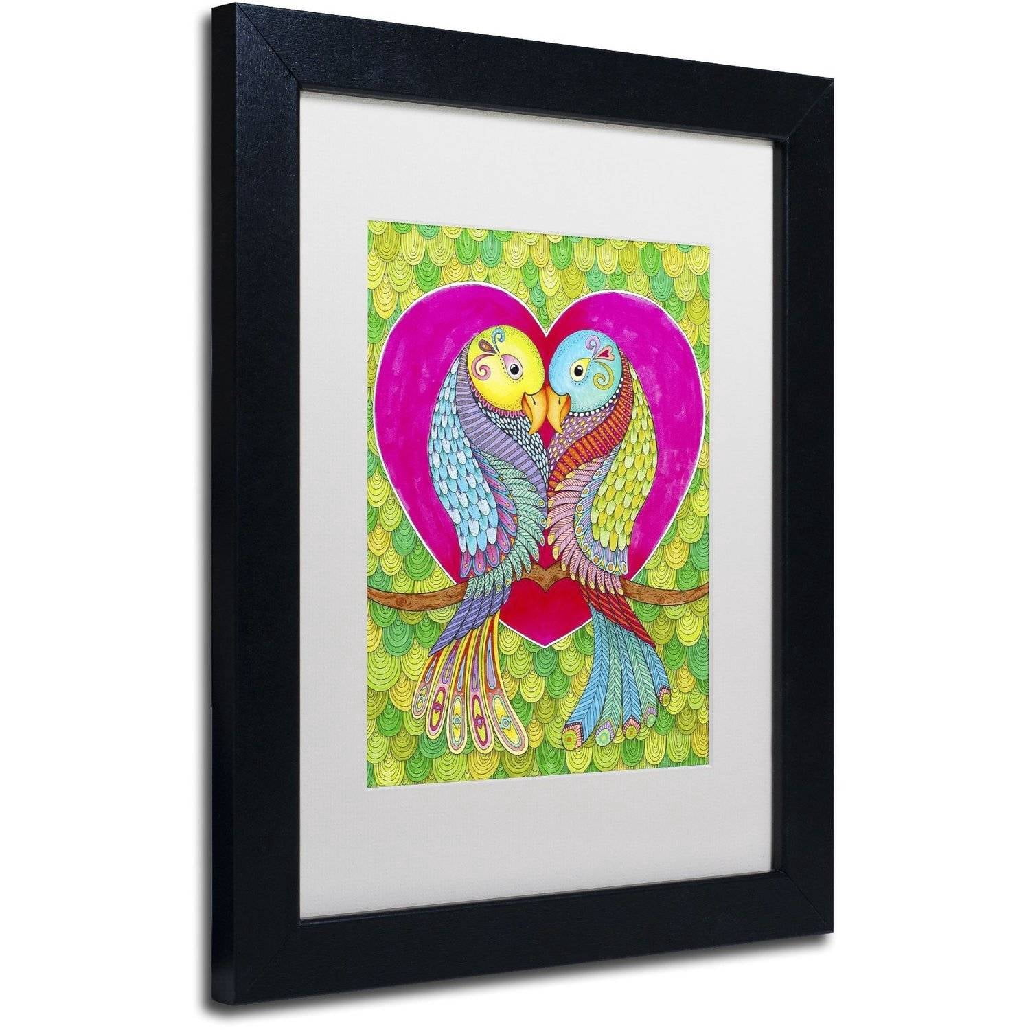 Trademark Fine Art "Lovebirds in Colour" Canvas Art by Hello Angel, White Matte, Black Frame