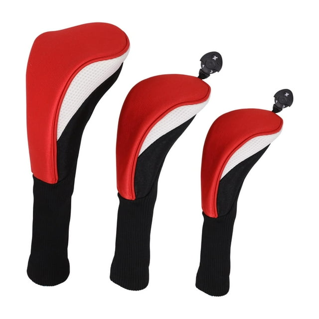 koolsoo 3 Pcs Housses de Golf Cadeaux Housses de Tête de Golf pour Terrains de Golf Sports Rouge Blanc