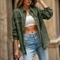 thumbnail image 4 of Jackets Womens Trendy Ripped Oversized Denim Casual Long Boyfriend Distressed Fall Winter Women'S Coats,Green,L, 4 of 7