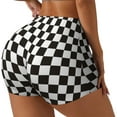 thumbnail image 2 of Naloa Black and White Checkerboard Biker Shorts for Women Seamless Scrunch Short Women’s Yoga Shorts for Gym Running Sport Shorts - Small, 2 of 9