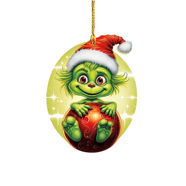 the Grinch Christmas Decor Horror Movie Theme Pendant,8cm Creative Xmas Flat Hanging Ornament Christmas Tree Pendants Craft Collection,Xmas Party Tree Decor,Birthday Gift For Boys Girls