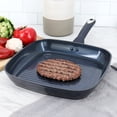 thumbnail image 6 of Oster Hawke 11 Inch Square Ceramic Nonstick Aluminum Grill Pan in Dark Blue, 6 of 6