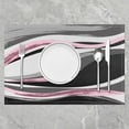 thumbnail image 2 of Pink Placemats Set of 4 18"x12", Pink Grey and Black Table Place Mats, Retro Stripe Swirl Art Placemat for Kitchen Dining Table Decor Indoor Outdoor Abstract Geometry, 2 of 4