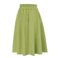 thumbnail image 2 of LEEy-world Pleated Skirts For Women Women's Long Skirt with Button Detail Side Slit Petite Regular Plus Green,M, 2 of 5
