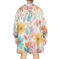 thumbnail image 2 of Wearable Oversized Blanket,Pioneer Flower Floral Print Pattern Wearable Blanket Hoodie for Adults,Cozy Hooded Blankets with Super Pockets,Super Warm Fuzzy Pullover for Women & Men, 2 of 6