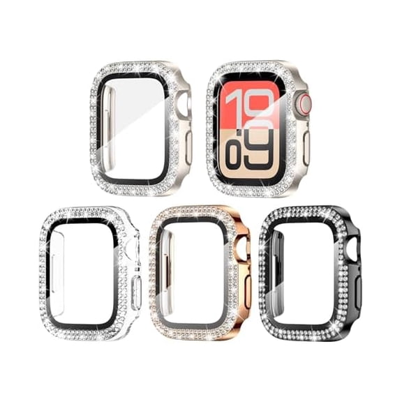 4-Pack Bling Case for Apple Watch Screen Protector 40mm Series 6/5/4, SE 3/2/1, Women Glitter Diamond Rhinestone Protector for iWatch Cover Accessories 40 mm
