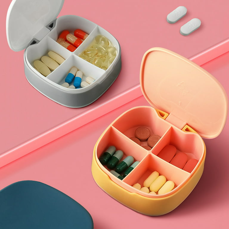 4 Pack Pill Case Portable Small Weekly Travel Pill Organizer Portable  Pocket Pill Box Dispenser for Purse Vitamin Fish Oil Compartments Container  Medicine Box by M MUCHENGBAO 