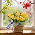 thumbnail image 6 of Spring Tulip Floral Basket – Easter Farmhouse Wreath Arrangement (Yellow, Indoor/Outdoor), 6 of 9