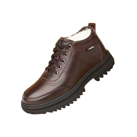 

Ritualay Mens Work Boots Lace Up Ankle Boot Plush Lined Winter Shoes Casual Comfort Warm Shoe Outdoor Waterproof Brown 6