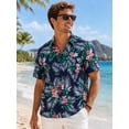 thumbnail image 6 of Sumtumn Hawaiian Shirt Summer Short Sleeves Button Down Shirt Beach Dress Shirts Navy Blue 3XL, 6 of 9