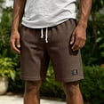 thumbnail image 2 of CIENVNSTG Waffle Shorts for Men Lightweight Classic Style Athletic Sweat Bottoms Elastic Drawstring Waist Summer Beach Casual Short Pants with Pockets Brown XXXXL, 2 of 5