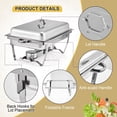 thumbnail image 2 of Bingirl 4 - Pack 8 Qt Stainless Steel Chafing Dishes with Lids for Buffet, Rectangle Food Warmers for Parties, Silver Catering Supplies for Buffet Display, 2 of 7